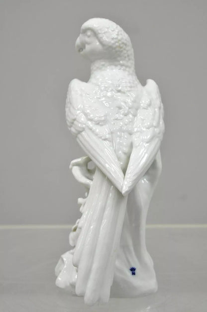 White Porcelain 11" Parrot Figure Statue 5 Point Crown N Capodimonte or German