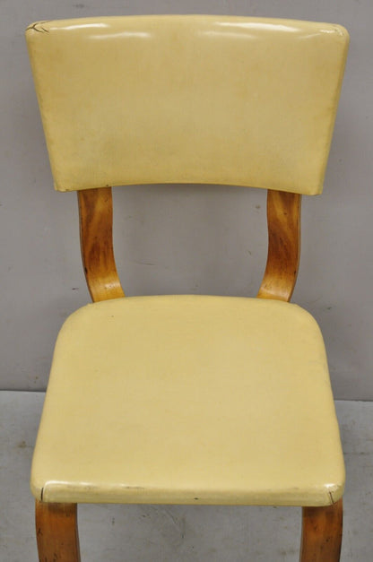 Vintage Thonet Bentwood Dining Chairs with Beige Vinyl Seats - Set of 4