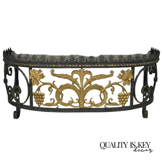 French Art Nouveau Wrought Iron Grapevine Maple Leaf Wall Mounted Console Table