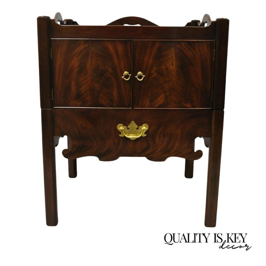 Baker Furniture English Georgian Mahogany End Table Washstand Nightstand Cabinet