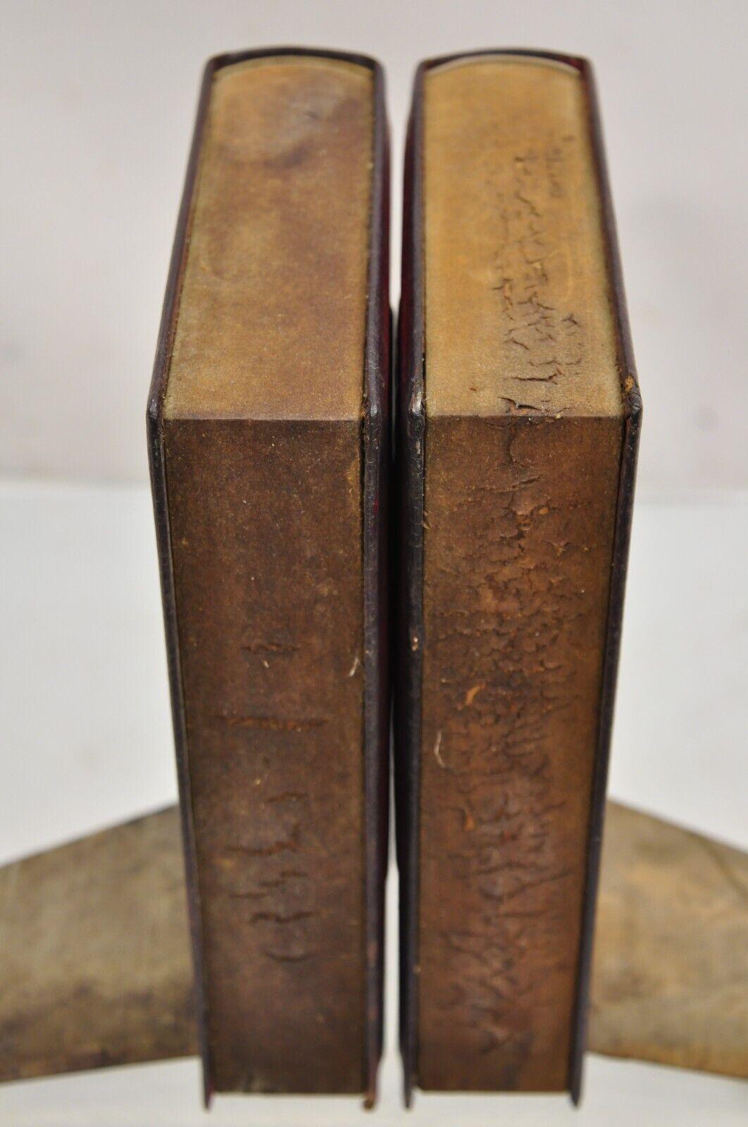 Vintage Italian Red Leather Bound "Patent Law" Faux Book Bookends (B) - Pair