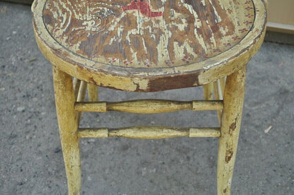 Antique Rustic Primitive Distress Hand Painted Nursery Rhymes Side Accent Chair