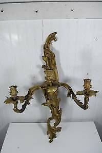 Stately Antique 19th C French Bronze Acanthus Rococo Candle Holder Wall Sconce