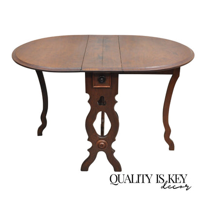 Victorian Walnut Narrow Dropleaf Gateleg Small Oval Breakfast Dining Table