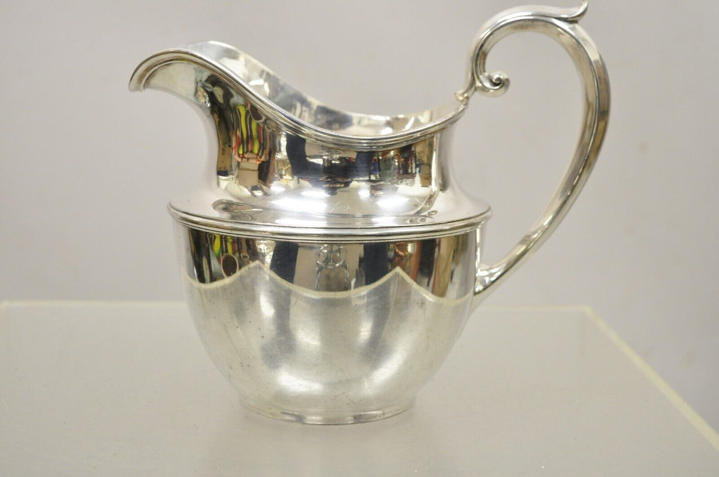 Antique GM Co. Silver Plated Victorian Water Pitcher with Monogram