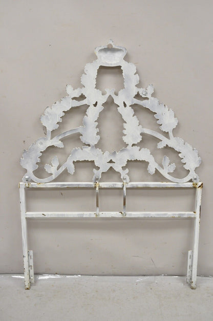 Vintage French Rococo Style Crown Branch & Leaf Twin Single Cast Iron Headboard