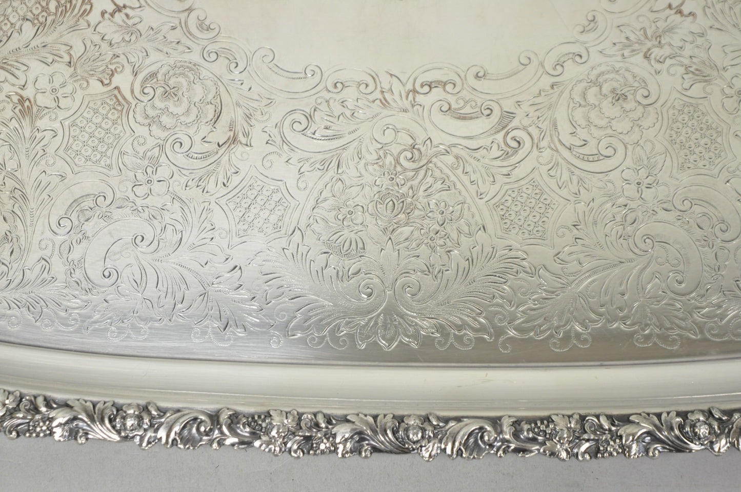 Antique Barker Ellis Victorian Silver Plated Serving Platter Bar Tray Engraved
