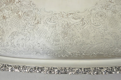 Antique Barker Ellis Victorian Silver Plated Serving Platter Bar Tray Engraved
