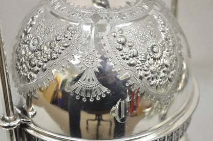 Antique Meriden Co Victorian Silver Plated Round Dome Covered Butler Butter Dish