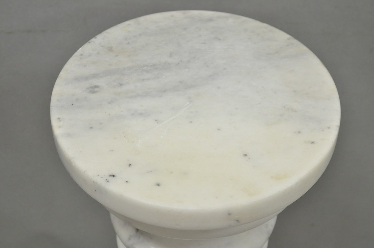Vintage Italian Classical White Marble Column Form Round 32" Pedestal Bust Stand
