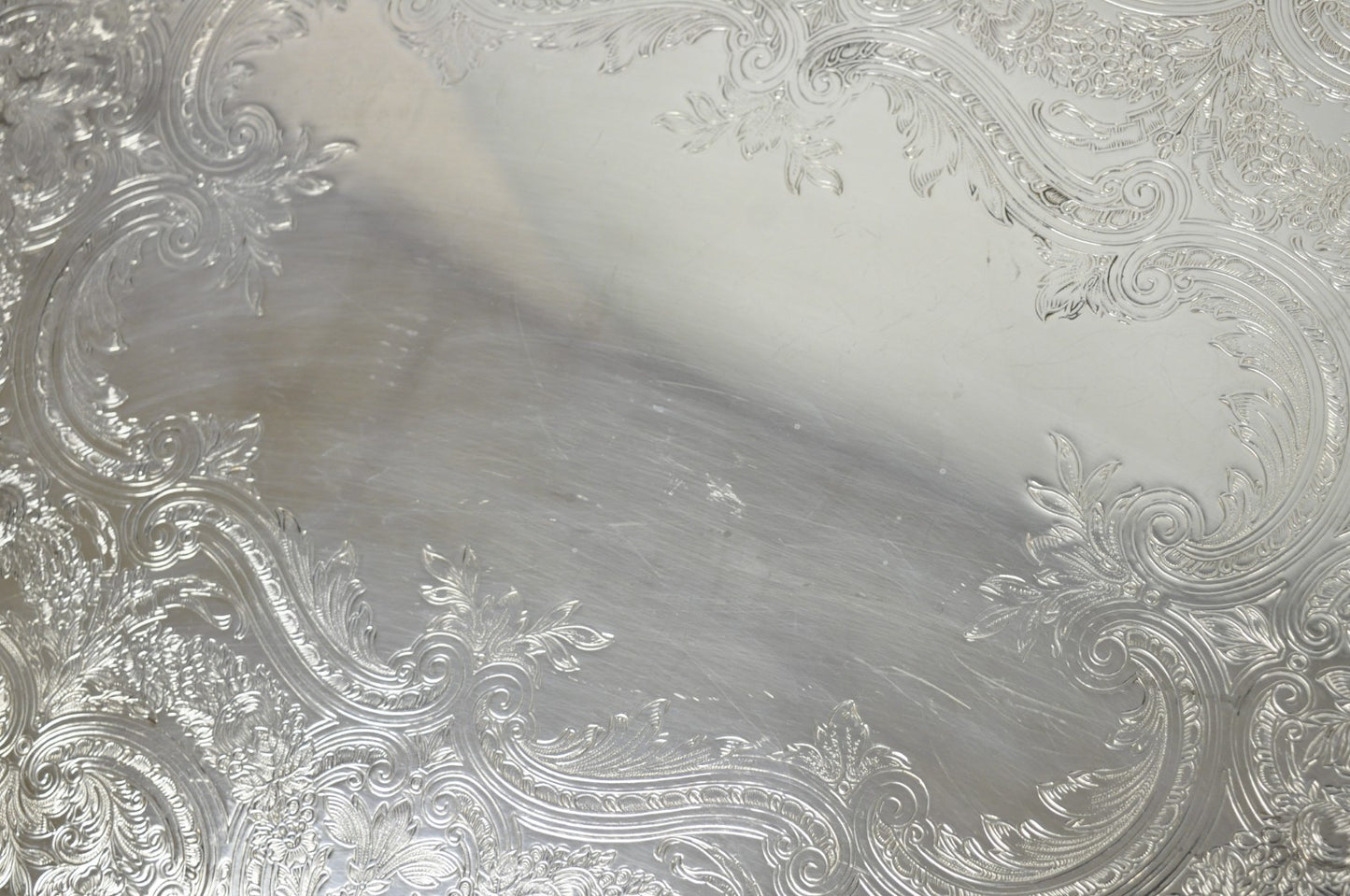 Antique E.G. Webster & Son Victorian Silver Plated Floral Repousse Serving Tray
