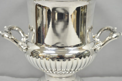 Vintage Regency Silver Plated Trophy Cup Urn Ribbed Champagne Chiller Ice Bucket