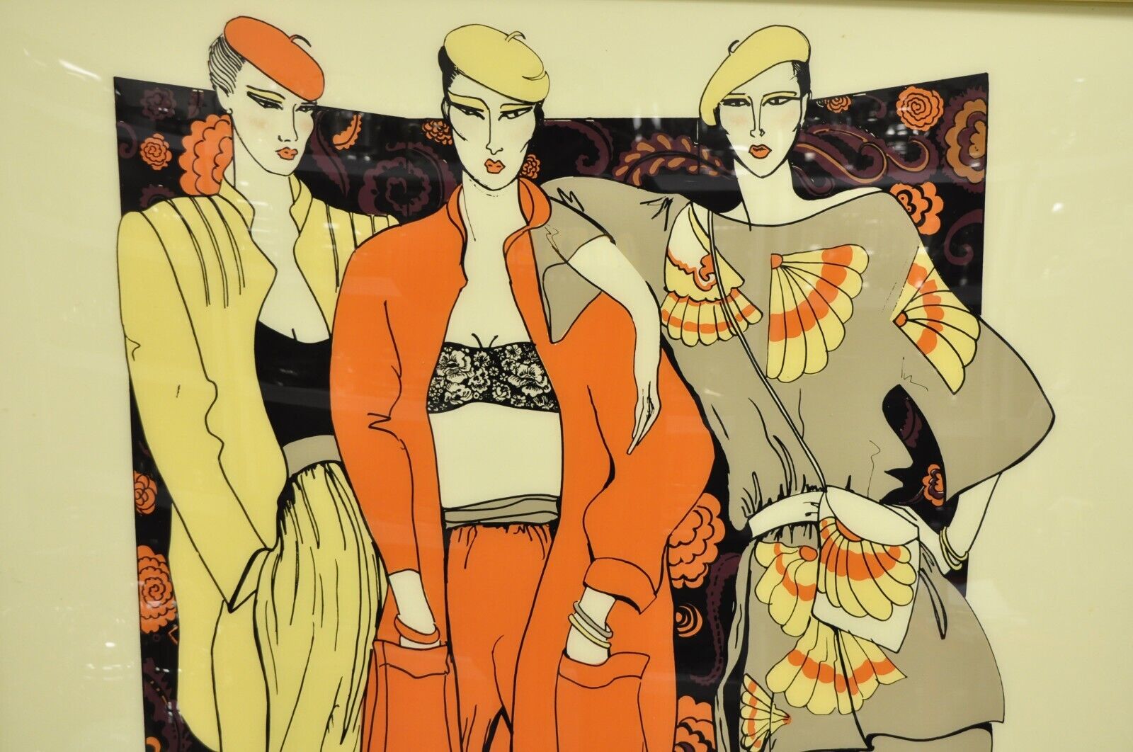 Large Vintage 1975 Polycast Acrylic Vogue Womens Fashion Retro Wall Art