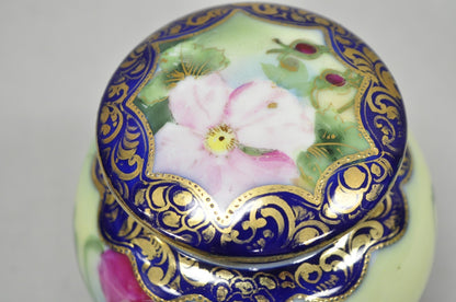 Antique I &EC Co Japan Hand Painted Porcelain Cobalt Blue Covered Ginger Jar
