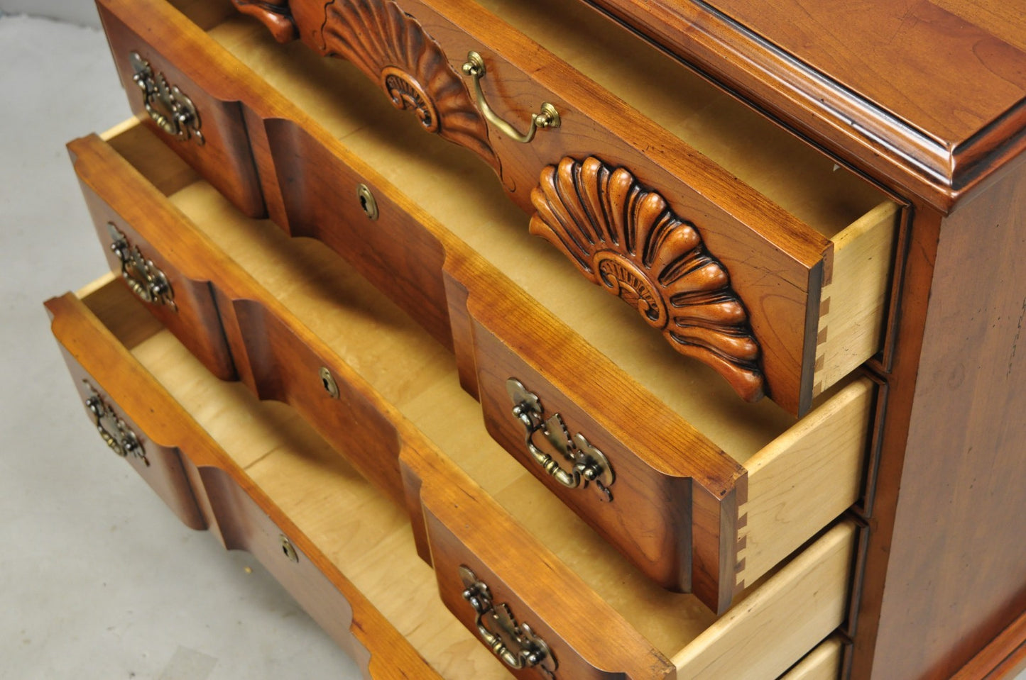 Vintage Georgian Cherry 3 Drawer Block Front Bachelor Chest Dresser by Harden
