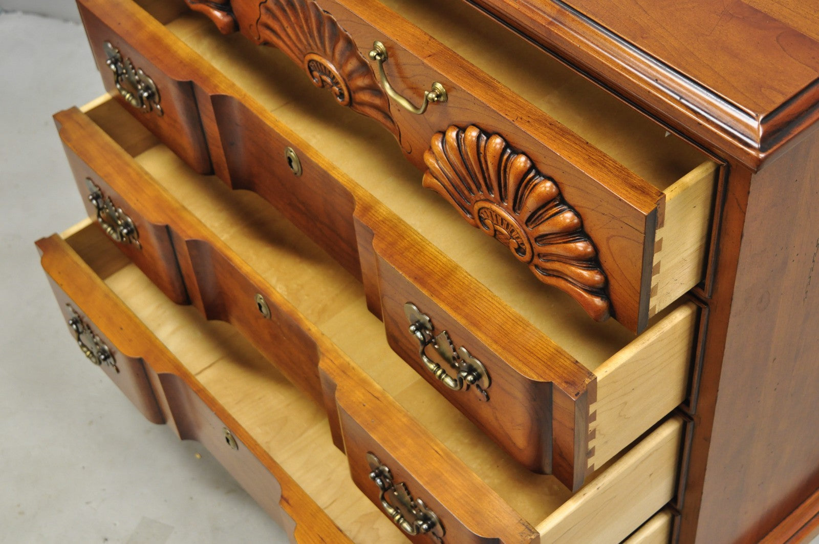 Vintage Georgian Cherry 3 Drawer Block Front Bachelor Chest Dresser by Harden