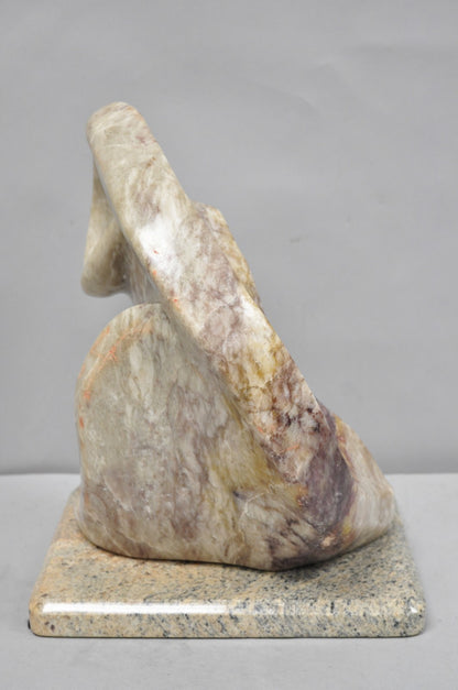 Vintage Seymour Shuren Modernist Pink Carved Marble Abstract Figure Sculpture
