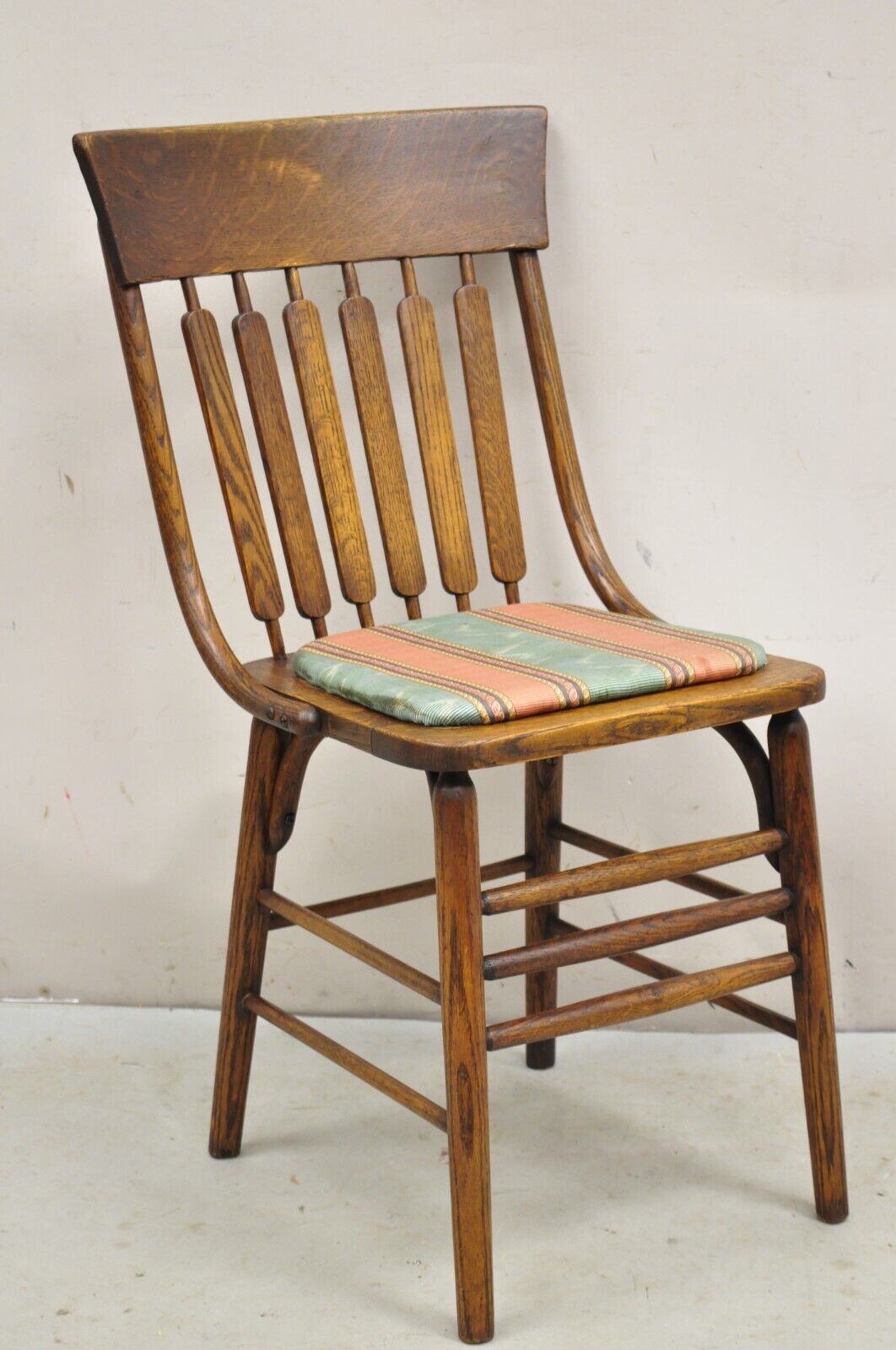 Antique Mission Arts & Crafts Oak Bentwood Slat Back Dining Side Chair