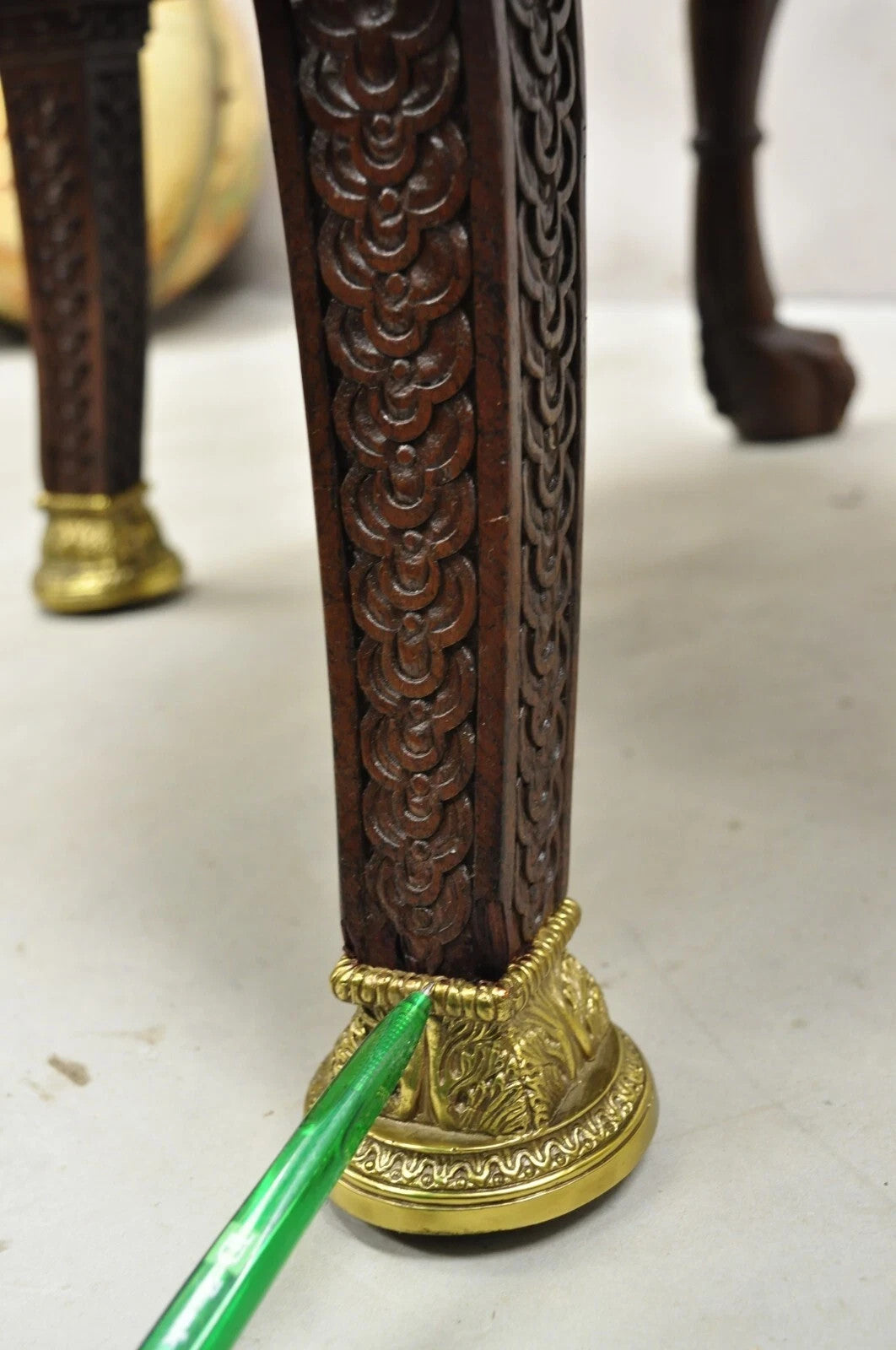 Baker Stately Homes Regency Style Grey Leather Lions Head Pull Up Tub Club Chair