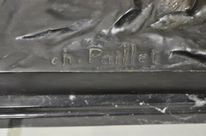 "Walking Deer" Bronze Stag Statue Sculpture on Marble Base After Charles Paillet