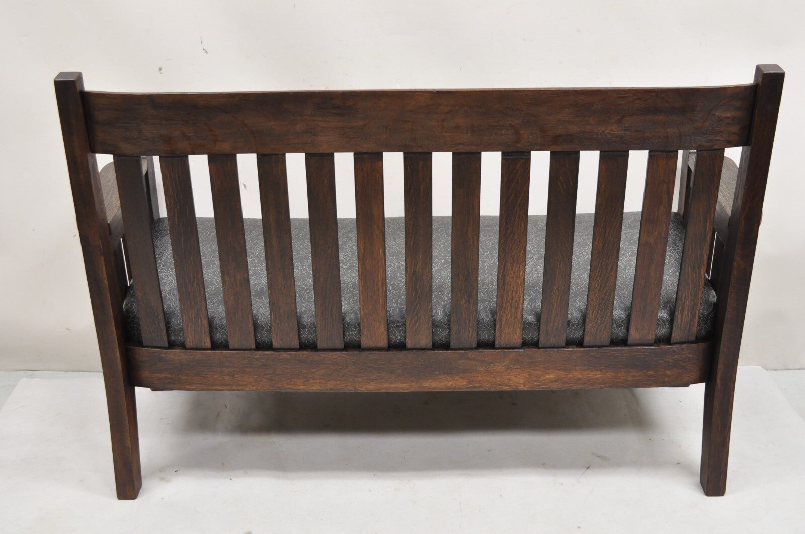 Antique Arts & Crafts Mission Oak Stickley Style 14 Slatted Bench Settee Sofa