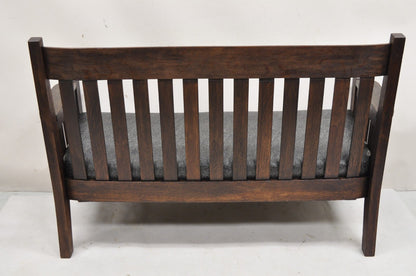 Antique Arts & Crafts Mission Oak Stickley Style 14 Slatted Bench Settee Sofa