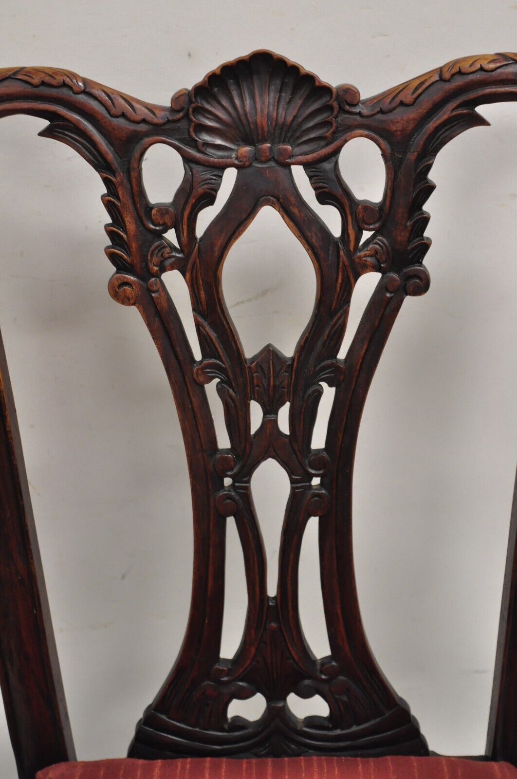 Chippendale Style Mahogany Carved Ball and Claw Dining Arm Chairs - a Pair