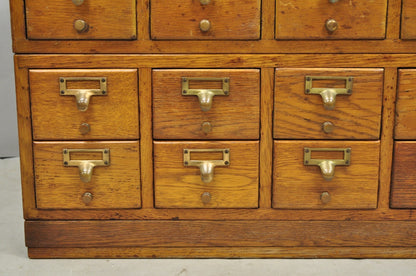 Antique Arts & Crafts Library 15 Drawer Mission Oak Stacking Card File Cabinet