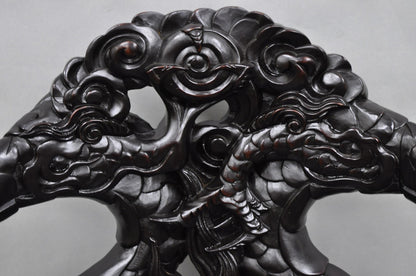 Antique Japanese Dragon Carved Wood Export Oriental Palace Lounge Arm Chair