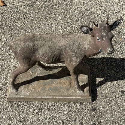Vintage French Standing Deer Small 19" Cement Concrete Stone Garden Statue