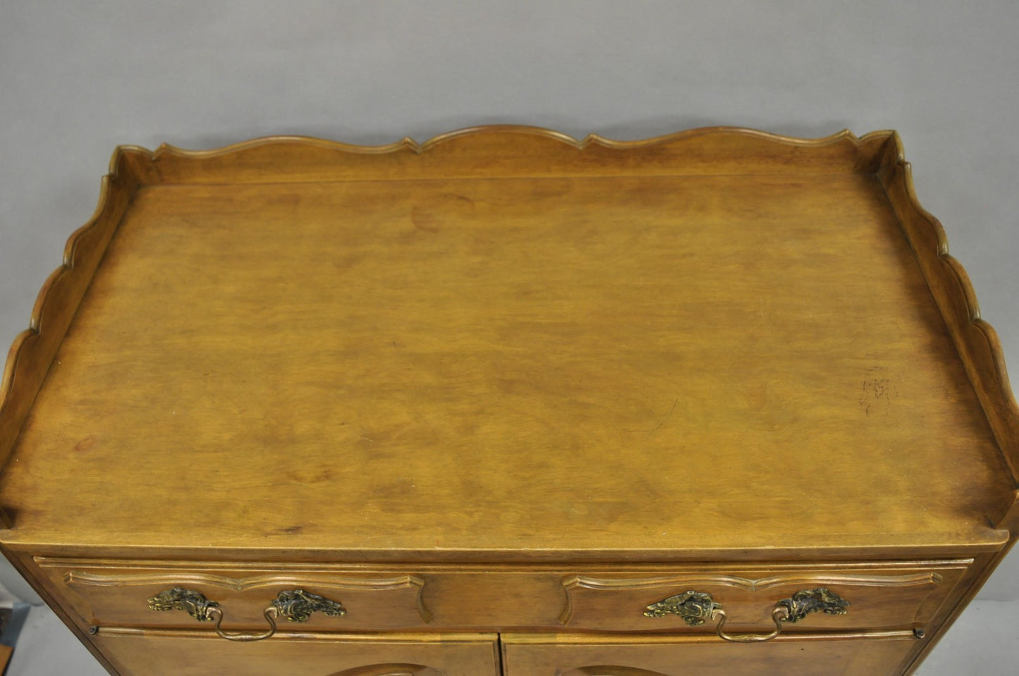 Vintage French Country Provincial Walnut Fruitwood Tall Chest Dresser Cabinet