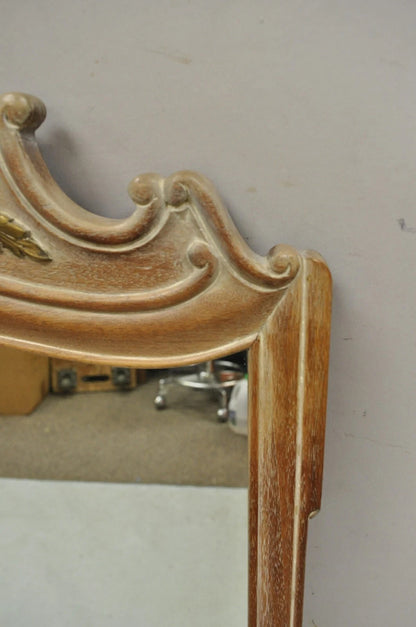 Vintage French Country Provincial Louis XV Style Carved Wood Urn Wall Mirror