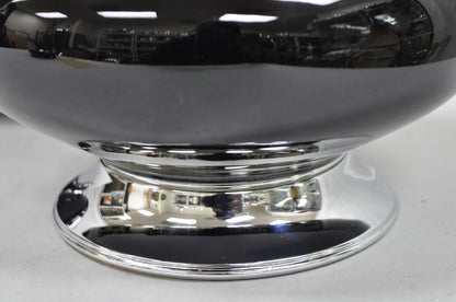 Vintage Mid Century Modern Black Glazed Ceramic & Chrome Table Lamps - a Pair