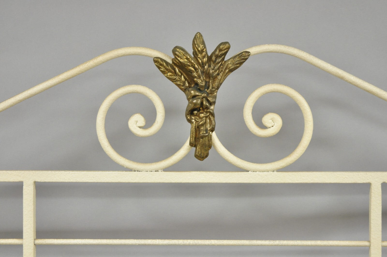 Vintage French Country White Wrought Iron & Brass 3 Tier Pastry Bakers Rack
