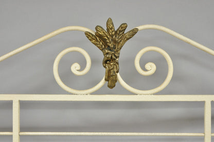 Vintage French Country White Wrought Iron & Brass 3 Tier Pastry Bakers Rack