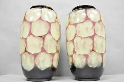 Mid Century Modern Carstens Tönnieshof Tortoise Shell 15" Pottery Vase - a Pair