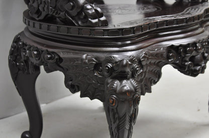 Antique Japanese Dragon Carved Wood Export Oriental Palace Lounge Arm Chair