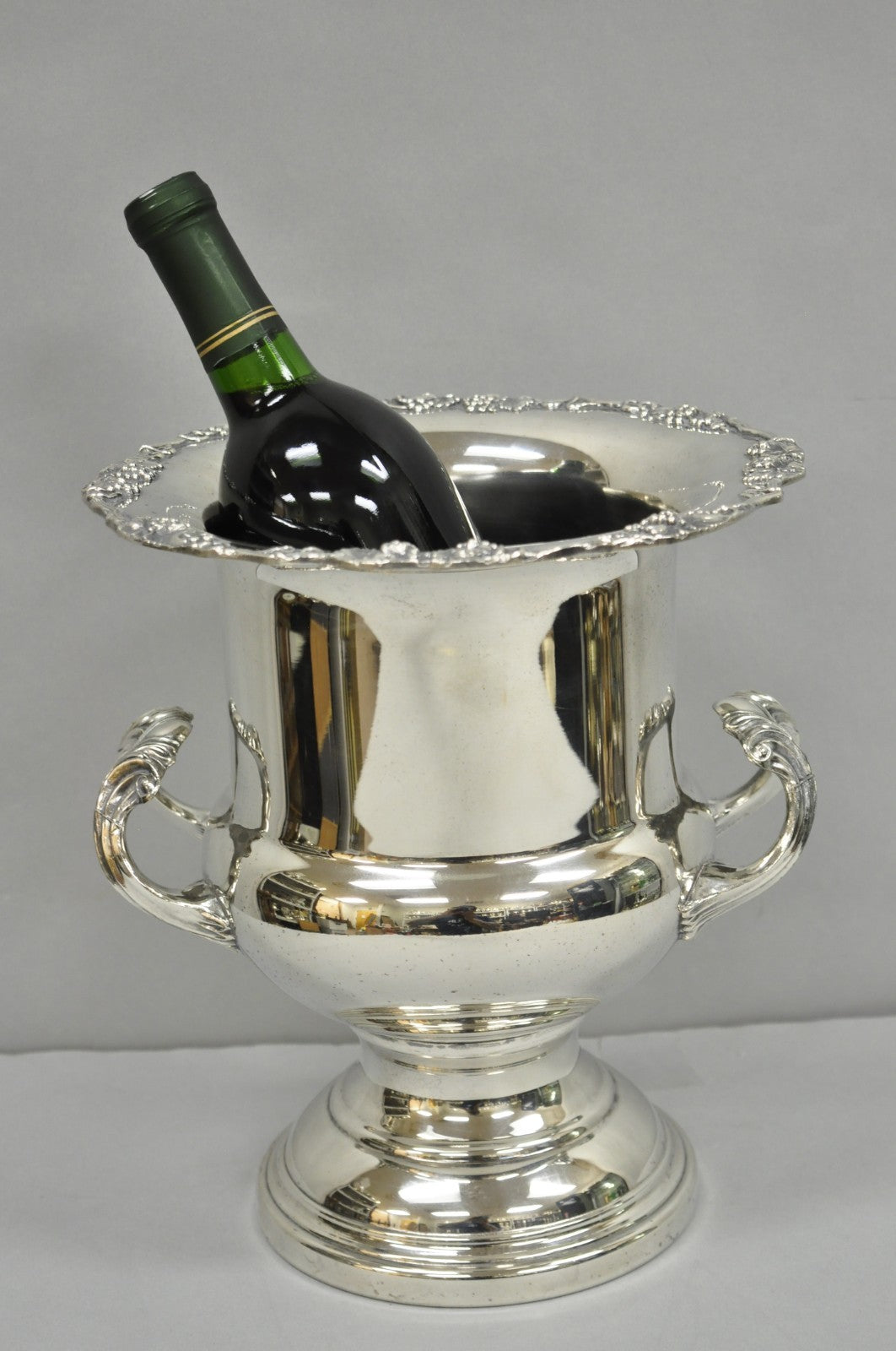 Vintage Trophy Cup Silver Plated Grapevine Bar Champagne Chiller Ice Bucket