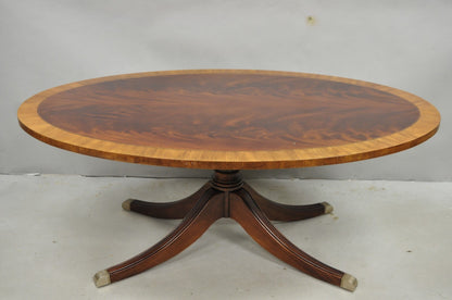 Ethan Allen Newport Collection Banded Mahogany Oval Duncan Phyfe Coffee Table