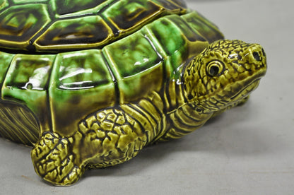 Vintage Tilso Japan Mid Century Modern Green Ceramic Figural Turtle Soup Tureen