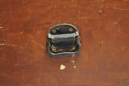 19th C Antique Brown Distress Painted Pine Wood Dovetailed Blanket Chest Trunk