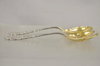 Vintage Italian Baroque Style EPNS Silver & Gold Plated Serving Spoon & Fork Set