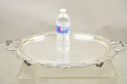 Vintage English Sheffield Silver Plated Oval Maple Leaf Serving Platter Tray