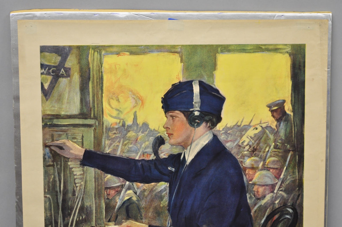 Original 1918 YWCA WWI Poster 'Back Our Girls Over There' by Clarence Underwood