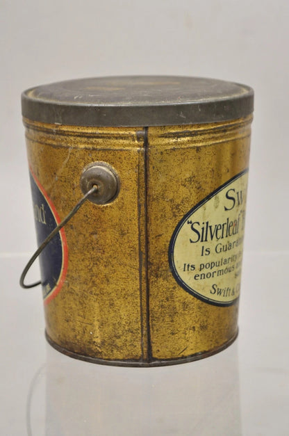 Vintage Swifts Silverleaf Brand Pure Lard 4 lbs. Tin Can Pail Advertisement