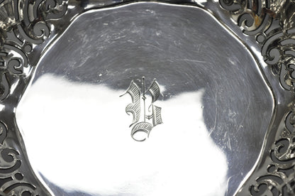 Antique Reed & Barton Reticulated Silver Plated Trinket Dish Bowl "B" Monogram