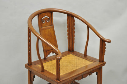 Antique Chinese Elm Hardwood Horseshoe Oriental Huanghuali Lounge Arm Chair