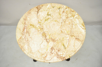 Antique English Victorian Cast Iron Round Marble Top Pub Table
