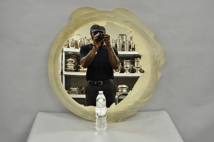 Vintage Art Nouveau Revival Lucite Acrylic Figural Woman Round Wall Mirror