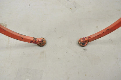 Italian Dragonfly Mosaic Tile Round Stone Top Iron Patio Side Tables - Pair